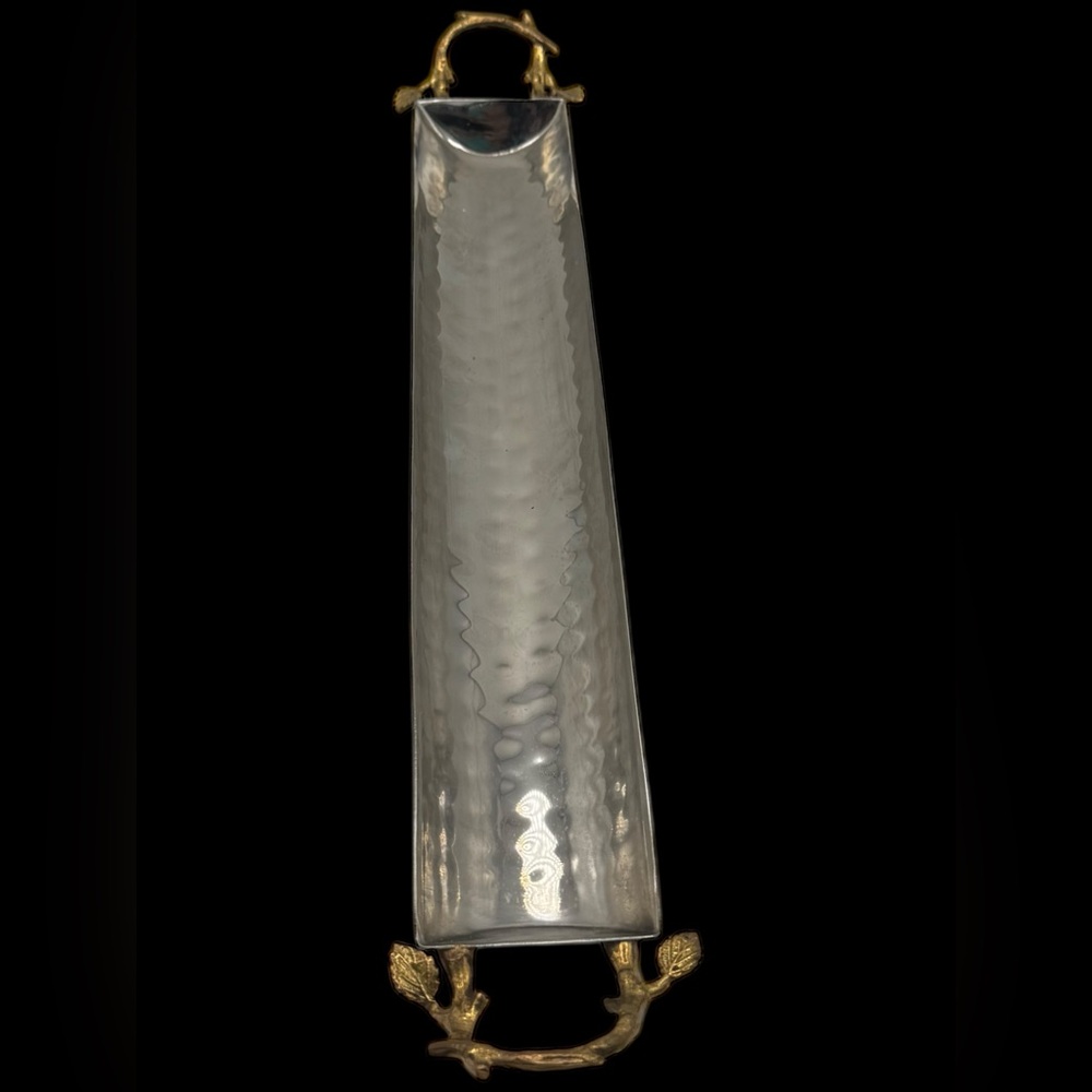 Olive Tray Serveware Elegant Silver and Gold - long & narrow